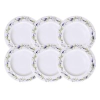 Jogo 6 Pratos Fundos 23cm Tramontina Lilla Porcelana Decorada Sopas Caldos Mesa Posta