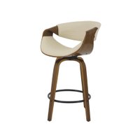 Banqueta Nicole Giratória com Assento Creme Base em Madeira Laminada e Apoio para Pés Design Sofisticado e Confortável