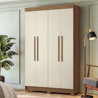 Guarda-Roupa Solteiro Sarandi 4 Portas 2 Gavetas Jatoba/Areia - Santos Andirá
