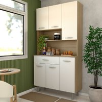 Armário de Cozinha Beatrice 6 Portas 1 Gaveta Freijó/Soft - Panorama Móveis
