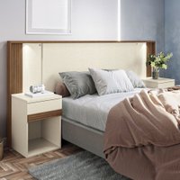 Cabeceira Casal Bourbon 2 Gavetas Ripado com Led Jatoba/Areia - Santos Andirá