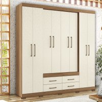 Guarda-Roupa Casal Nápoles 8 Portas 4 Gavetas Jatoba/Areia 15854 - Santos Andirá