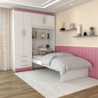Guarda-Roupa Solteiro Collonia 4 Portas 3 Gavetas Branco/Pink - Panorama Móveis