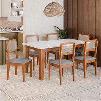 Conjunto Sala de Jantar Mesa Miami 1,60m 6 Cadeiras Santiago Dobuê