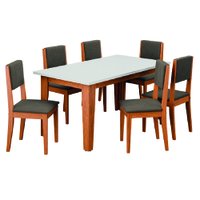 Conjunto Sala de Jantar Mesa Miami 1,60m de 6 Cadeiras Trento Dobuê
