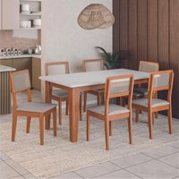 Conjunto Sala de Jantar Mesa Miami Com 1,60m 6 Cadeiras Santiago Dobuê