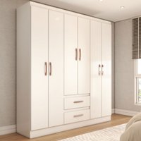 Guarda-Roupa Solteiro Elise 6 Portas 2 Gavetas Branco - Panorama Móveis