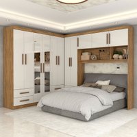 Guarda-Roupa Casal Modulado Belgrado 11 Portas 6 Gavetas com Espelho Cinamomo/Off White - Panorama Móveis