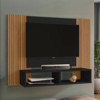 Painel Suspenso Tv 48 Pol 120 cm Navi Preto Fosco Ripado BECHARA