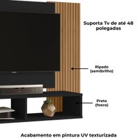 Painel Suspenso Tv 48 Pol 120 cm Navi Preto Fosco Ripado BECHARA