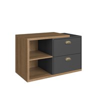 Gabinete de Banheiro Suspenso 80cm Helena com 02 Gavetas Mel/Grafite sem Cuba