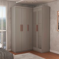 Guarda-Roupa Solteiro Modulado Odisseia 5 Portas 12 Prateleiras com Espelho Onix - Panorama Móveis