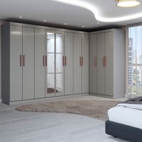 Guarda-Roupa Casal Modulado Odisseia 11 Portas 4 Gavetas com Espelho Onix - Panorama Móveis