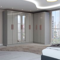 Guarda-Roupa Casal Modulado Odisseia 9 Portas 2 Gavetas com Espelho Onix - Panorama Móveis
