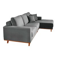 Sofá 4 Lugares Lombok com Chaise Direito Veludo Cinza