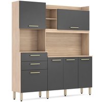Cozinha Compacta 6 Portas 2 Gavetas Selecta 96211 Avena Grafito Demobile