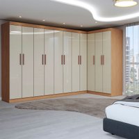 Guarda-Roupa Casal Modulado Odisseia 11 Portas 4 Gavetas Cinamomo/Off White - Panorama Móveis