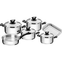 Jogo de 6 Panelas Tramontina Solar Aço Inox Fundo Triplo Baquelite Cabos