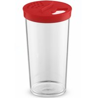 Farinheira Transparente com Tampa de Dupla Abertura 500ml Porta Temperos de Plástico UZ Vermelha