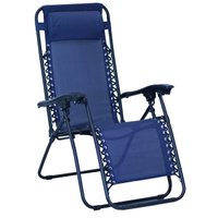 Cadeira Espreguiçadeira Gravity Nautika Até 120Kg Camping Piscina com Trava e Travesseiro Azul