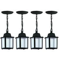 Kit 4 Pendentes Luminárias Pretas Teto 10,5x37cm Lustre Vint