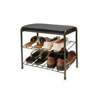 Sapateira Dupla Preta Horizontal com Banco Apoio 27x48x40cm Aço Carbono Utimil