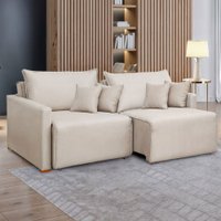 Sofá Cama 3 Lugares Júlia Retrátil e Reclinável Linho/Cru - Celflex