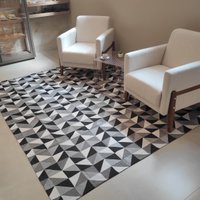 Tapete para Sala Preto e Branco Geométrico 200x250cm Algodão Lavável Retangular Odessa - Branyl
