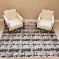 Tapete da Sala 200x250cm Mesclado Antiderrapante Grande Algodão - Preto