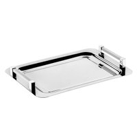 Bandeja Aço Retangular Pequena com Alças para Servir Café Lanches 36x25,5cm Zanella - Inox