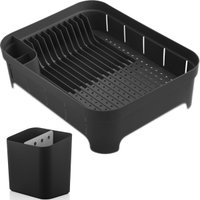 Kit Escorredor De Louça Prato Talheres Utensílios De Cozinha Preto - Ou