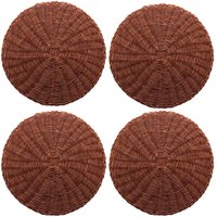 Jogo de 4 Lugares Americano Sousplats Lyor Marrom 38cm Mesa Rattan Plástico Trançado