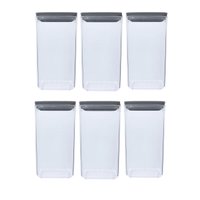 Kit de 6 Potes Herméticos Retangulares 1,5L cada Plástico Plasvale Porta Mantimentos Transparente