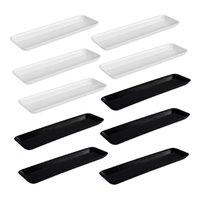 Kit de 10 Petisqueiras Prato Porta Petisco Retangulares Grande Preto e Branco