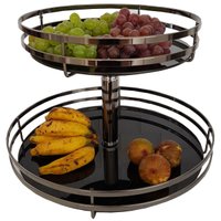 Fruteira de Mesa Dupla Redonda com Vidro Giratória p/ Bancada Giosul Aço Carbono Onix