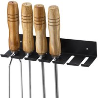 Suporte Porta 6 Espetos de Churrasco 26cm Fixação na Parede Schmitt Preto