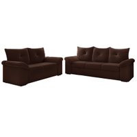 Conjunto de Sofá 2 e 3 Lugares Taurus Veludo Mamflex - Marrom