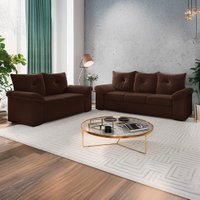 Conjunto de Sofá 2 e 3 Lugares Taurus Veludo Mamflex - Marrom