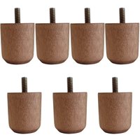 Conjunto com 7 Pés Baixos para Cama Box Kit Pé de Cama de Madeira 5cm Cor Mel