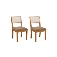 Par de Cadeiras em Madeira Maciça Kappesberg Lola Cappuccino (Tela Bege)