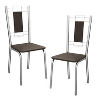 Kit 2 Cadeiras Cromada Sala Jantar 2C005CR Corino Marrom Kappesberg