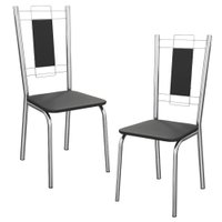 Kit 2 Cadeiras Cromada Sala Jantar 2C005CR Corino Preto Kappesberg