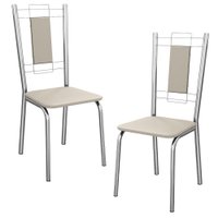 Kit 2 Cadeiras Cromada Sala Jantar 2C005CR Corino Nude Kappesberg