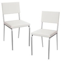 Kit 2 Cadeiras Cromada Sala Jantar 2C128CR Corino Branco Kappesberg