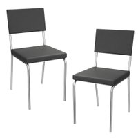 Kit 2 Cadeiras Cromada Sala Jantar 2C128CR Corino Preto Kappesberg
