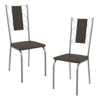 Kit 2 Cadeiras Cromada Sala Jantar 2C076CR Corino Marrom Kappesberg