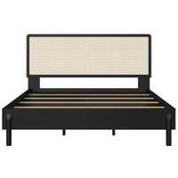 Cama Quenn Palhinha Oslo 27056 Pes Madeira 152 cm Nero Artesano