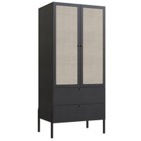 Guarda Roupa Solteiro Palhinha 28025 Pes Madeira 180x80 cm Nero Preto Artesano