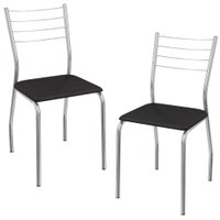 Kit 2 Cadeiras Cromada Sala Jantar 2C140CR Corino Preto Kappesberg