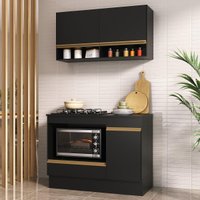 Armário Cozinha Modulada Compacta 105cm com Balcão para Cooktop e Rodapé Veneza Multimóveis MP2294